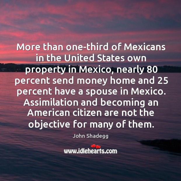 More than one-third of mexicans in the united states own property in mexico John Shadegg Picture Quote