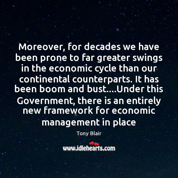 Moreover, for decades we have been prone to far greater swings in Tony Blair Picture Quote
