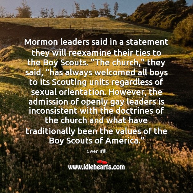 Mormon leaders said in a statement they will reexamine their ties to Image
