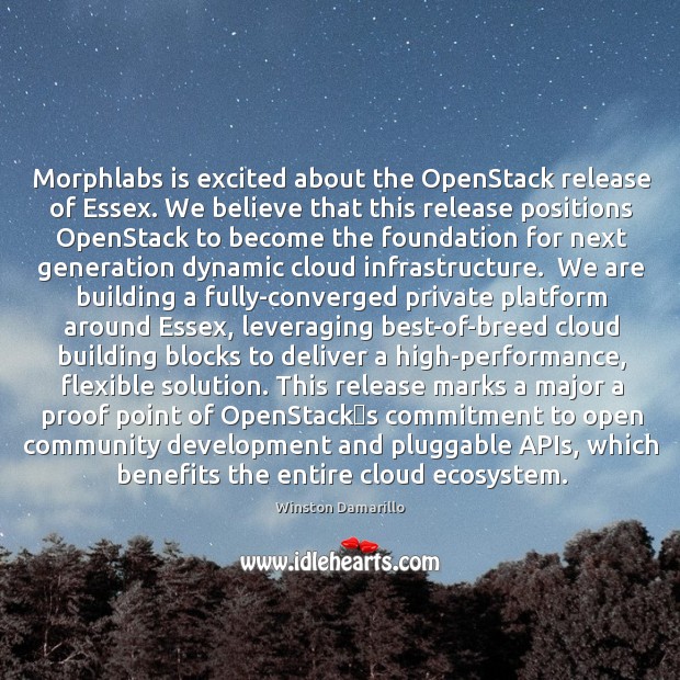 Morphlabs is excited about the OpenStack release of Essex. We believe that Image
