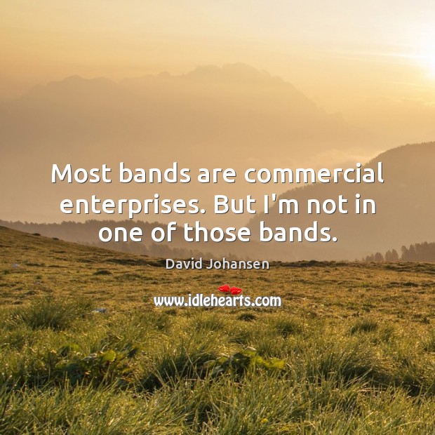Most bands are commercial enterprises. But I’m not in one of those bands. David Johansen Picture Quote