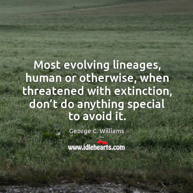 Most evolving lineages, human or otherwise, when threatened with extinction Image