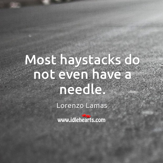 Most haystacks do not even have a needle. Lorenzo Lamas Picture Quote