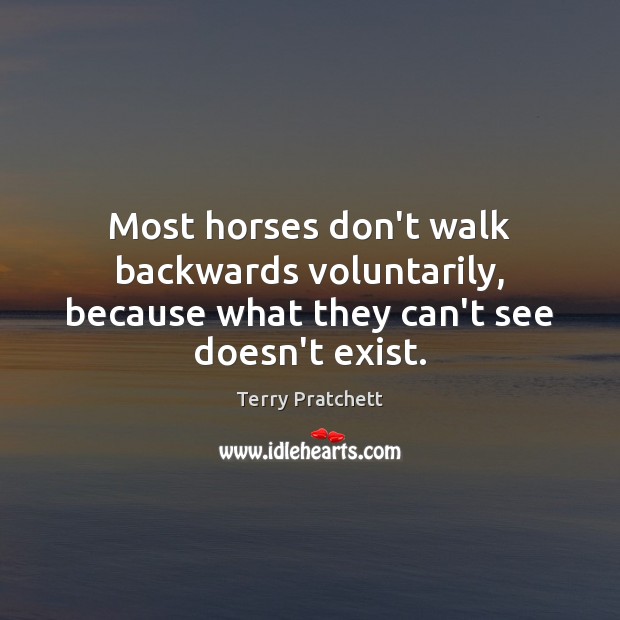 Most horses don’t walk backwards voluntarily, because what they can’t see doesn’t exist. Image