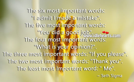 The two most important words: thank you. Seth Sigma Picture Quote