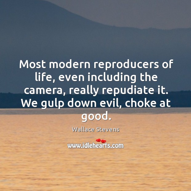 Most modern reproducers of life, even including the camera, really repudiate it. Wallace Stevens Picture Quote