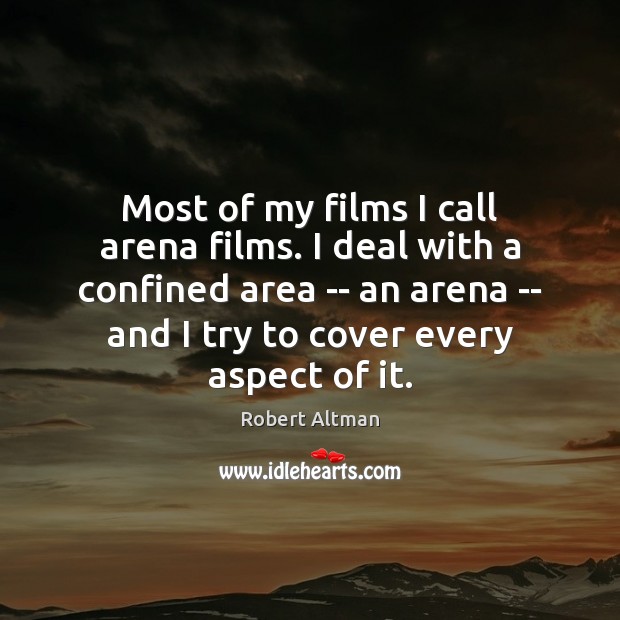 Most of my films I call arena films. I deal with a Image