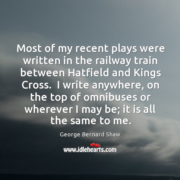 Most of my recent plays were written in the railway train between Image