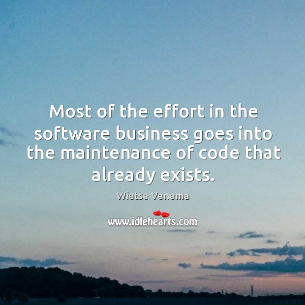 Most of the effort in the software business goes into the maintenance of code that already exists. Wietse Venema Picture Quote