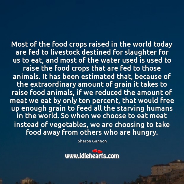 Most of the food crops raised in the world today are fed Sharon Gannon Picture Quote