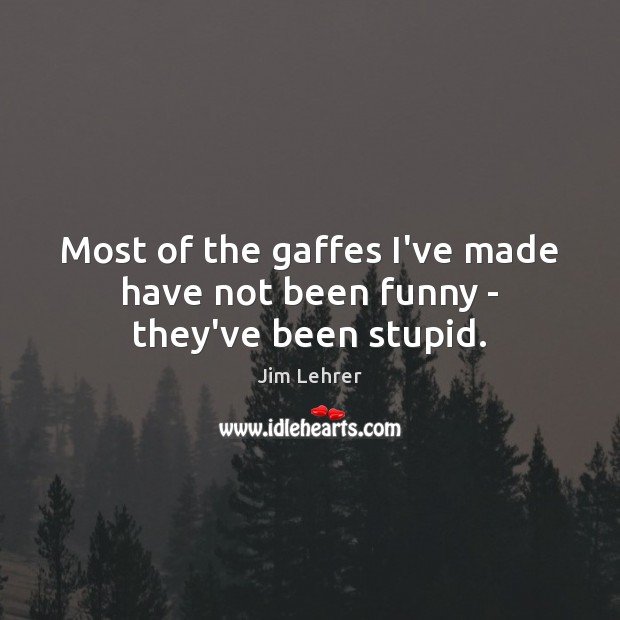 Most of the gaffes I’ve made have not been funny – they’ve been stupid. Jim Lehrer Picture Quote