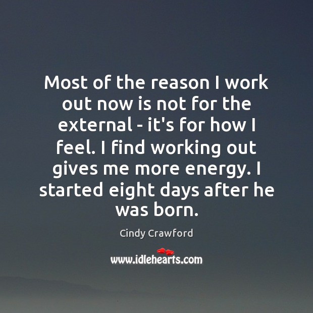 Most of the reason I work out now is not for the Cindy Crawford Picture Quote