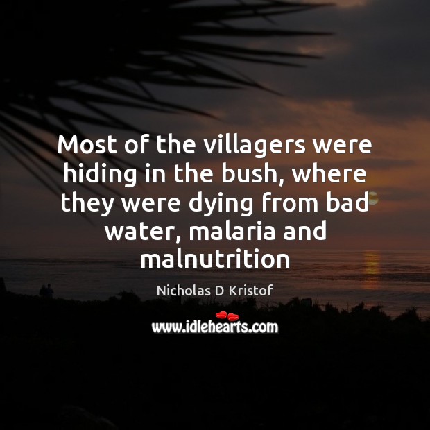 Most of the villagers were hiding in the bush, where they were Nicholas D Kristof Picture Quote