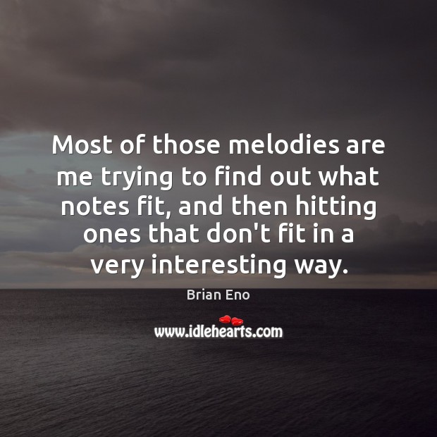Most of those melodies are me trying to find out what notes Brian Eno Picture Quote
