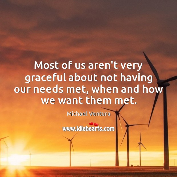 Most of us aren’t very graceful about not having our needs met, Michael Ventura Picture Quote