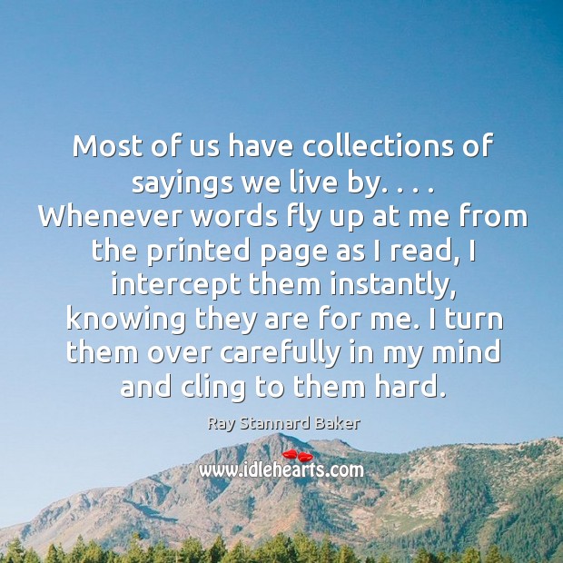 Most of us have collections of sayings we live by. . . . Whenever words Ray Stannard Baker Picture Quote