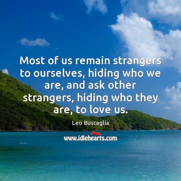 Most of us remain strangers to ourselves, hiding who we are, and Image