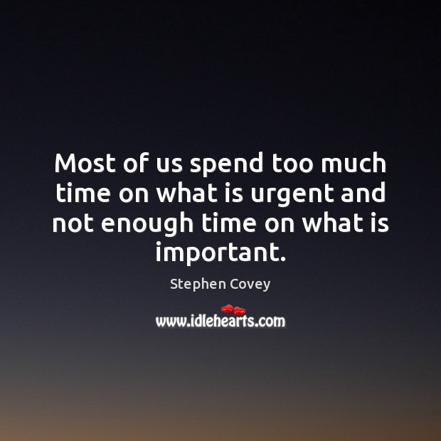 Most of us spend too much time on what is urgent and not enough time on what is important. Image