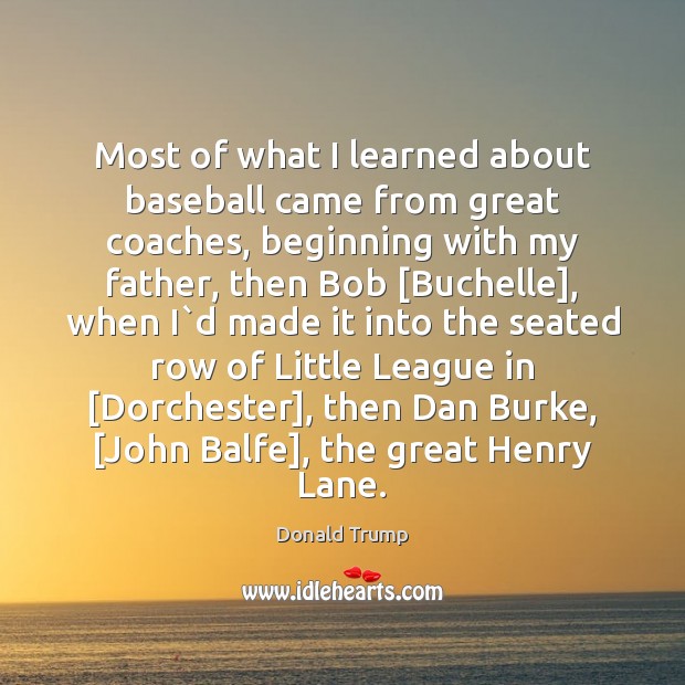 Most of what I learned about baseball came from great coaches, beginning Image