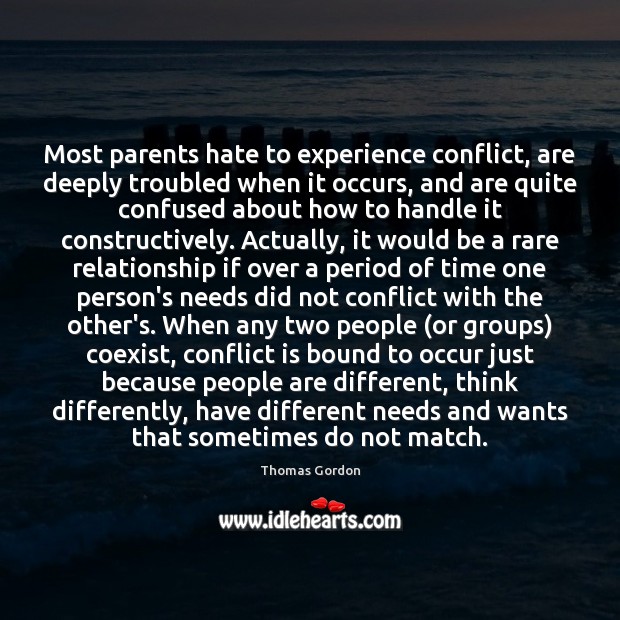 Most parents hate to experience conflict, are deeply troubled when it occurs, Image