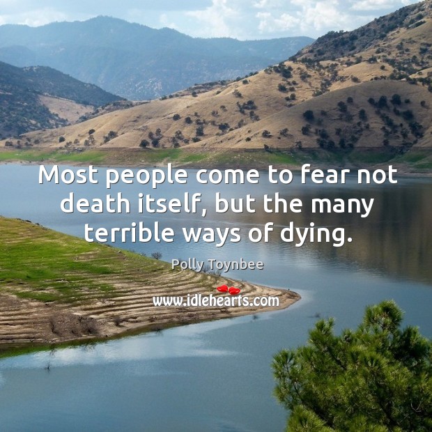 Most people come to fear not death itself, but the many terrible ways of dying. Polly Toynbee Picture Quote