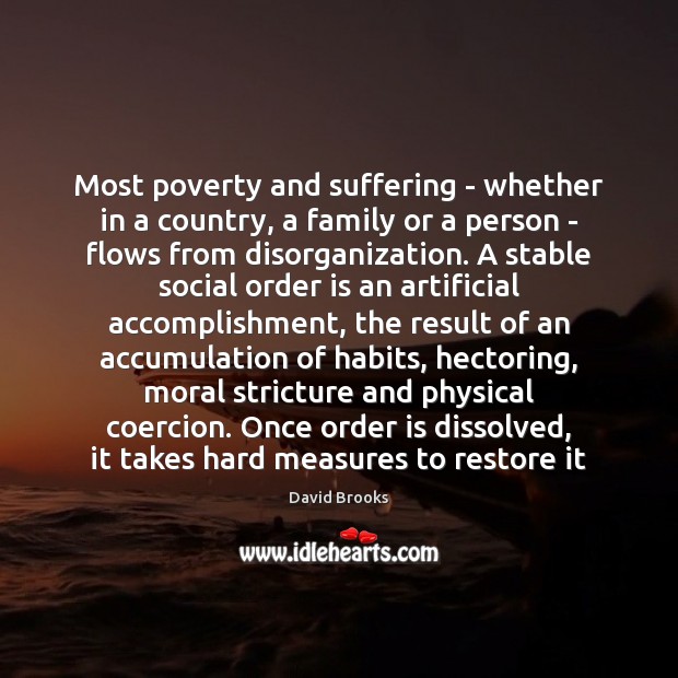 Most poverty and suffering – whether in a country, a family or David Brooks Picture Quote