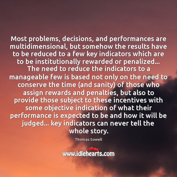 Most problems, decisions, and performances are multidimensional, but somehow the results have Performance Quotes Image