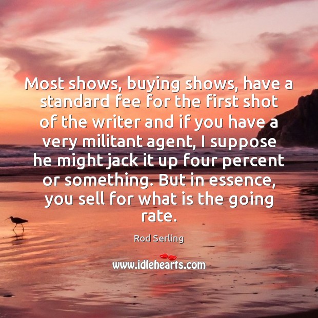 Most shows, buying shows, have a standard fee for the first shot Image