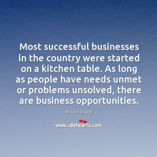 Most successful businesses in the country were started on a kitchen table. Brian Tracy Picture Quote
