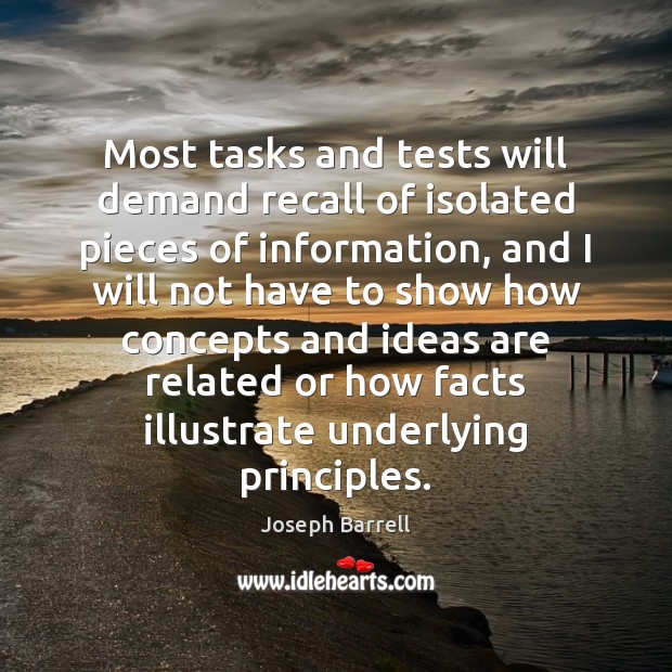 Most tasks and tests will demand recall of isolated pieces of information, Joseph Barrell Picture Quote