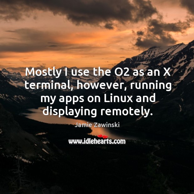 Mostly I use the o2 as an x terminal, however, running my apps on linux and displaying remotely. Jamie Zawinski Picture Quote