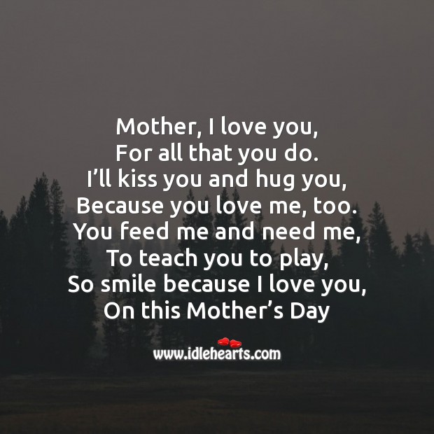 Mother, I love you I Love You Quotes Image
