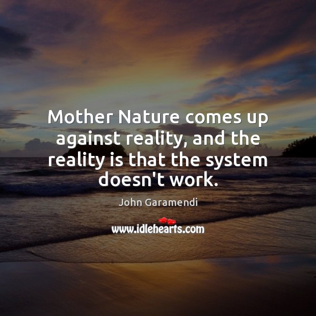 Mother Nature comes up against reality, and the reality is that the system doesn’t work. John Garamendi Picture Quote