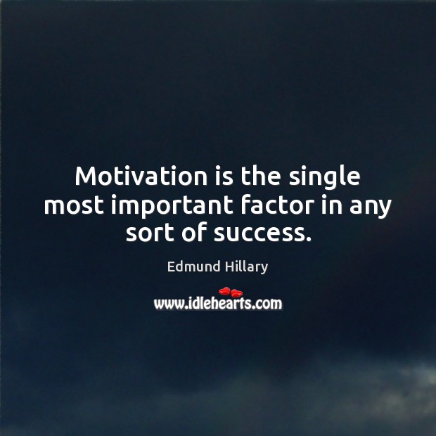 Motivation is the single most important factor in any sort of success. Image
