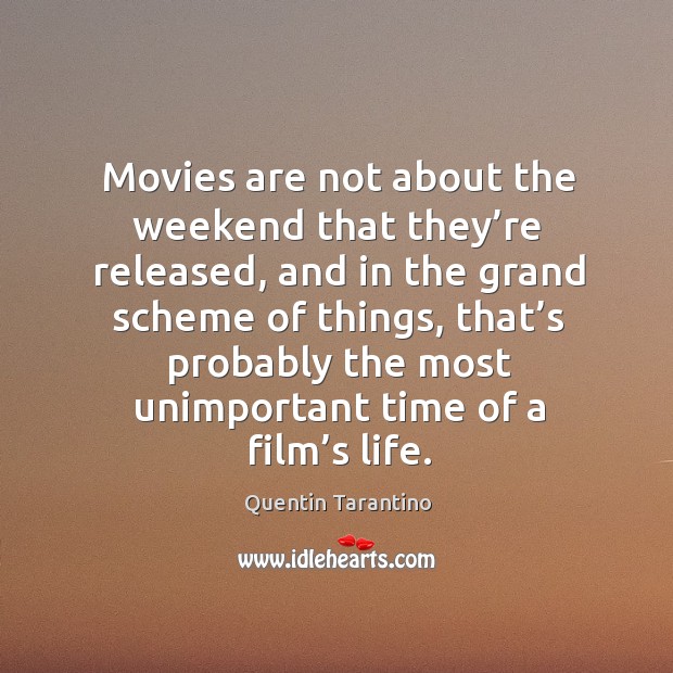 Movies are not about the weekend that they’re released Quentin Tarantino Picture Quote