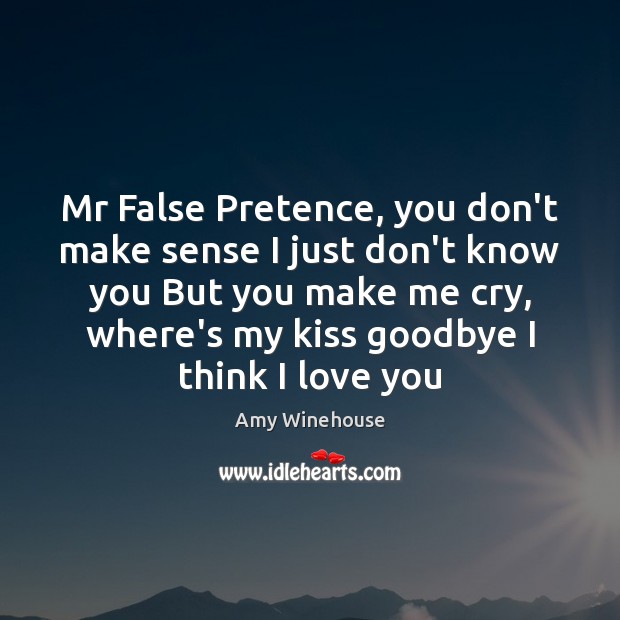 Mr False Pretence, you don’t make sense I just don’t know you Amy Winehouse Picture Quote