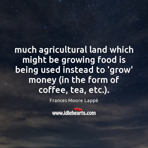 Much agricultural land which might be growing food is being used instead Frances Moore Lappé Picture Quote