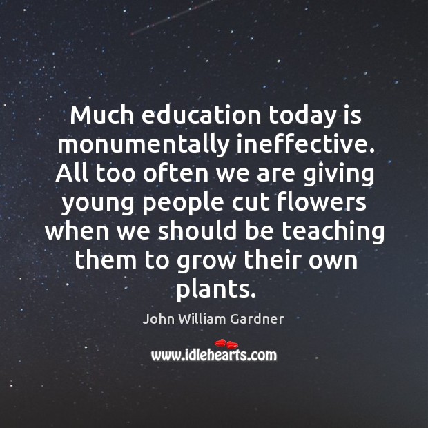 Much education today is monumentally ineffective. All too often we are giving young John William Gardner Picture Quote