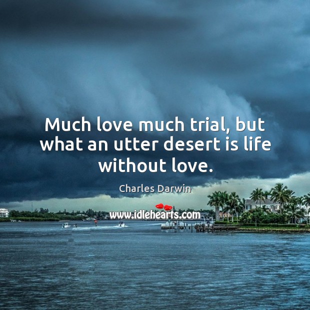 Much love much trial, but what an utter desert is life without love. Image
