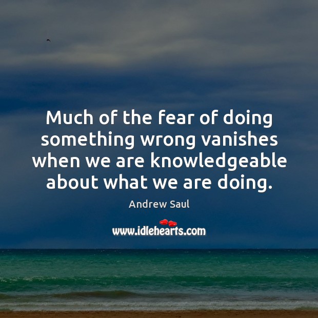 Much of the fear of doing something wrong vanishes when we are Andrew Saul Picture Quote