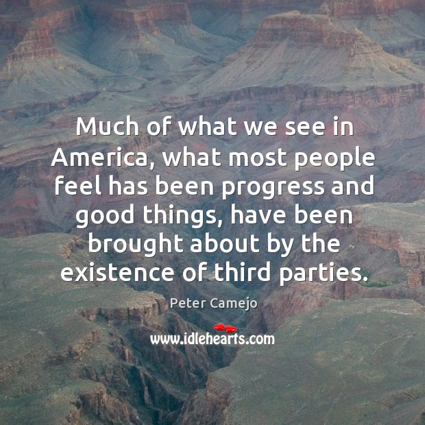 Much of what we see in america, what most people feel has been progress and good things Peter Camejo Picture Quote