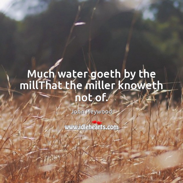 Much water goeth by the millThat the miller knoweth not of. John Heywood Picture Quote