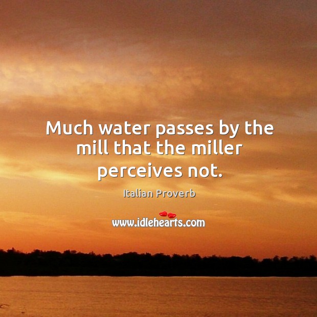 Much water passes by the mill that the miller perceives not. Image