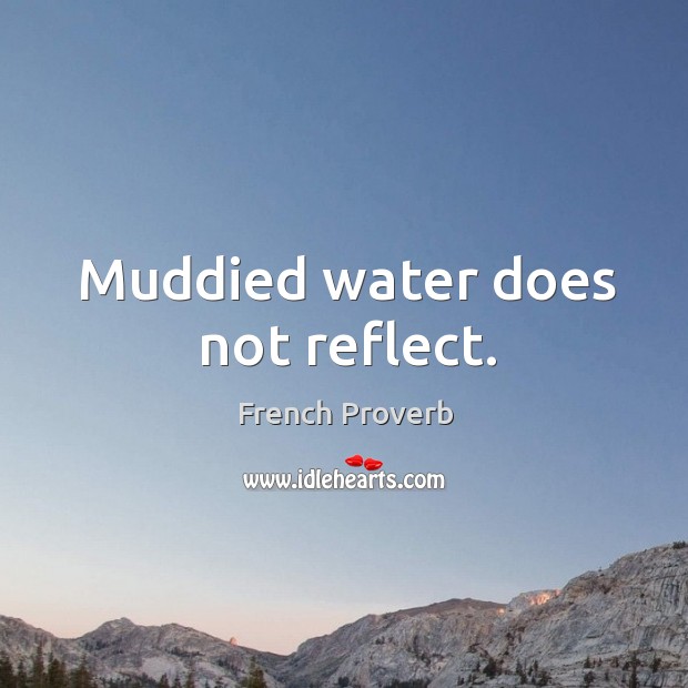 Muddied water does not reflect. French Proverbs Image