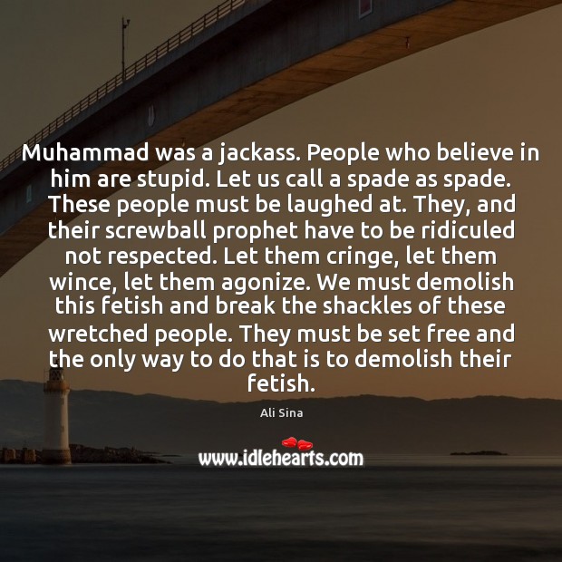 Muhammad was a jackass. People who believe in him are stupid. Let Ali Sina Picture Quote