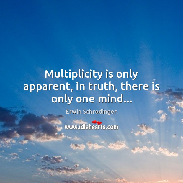 Multiplicity is only apparent, in truth, there is only one mind… Erwin Schrodinger Picture Quote