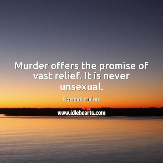 Murder offers the promise of vast relief. It is never unsexual. Norman Mailer Picture Quote