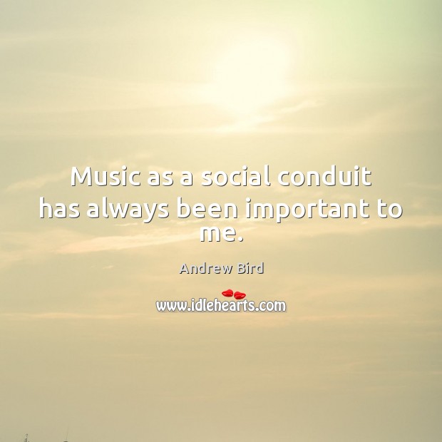 Music as a social conduit has always been important to me. Andrew Bird Picture Quote
