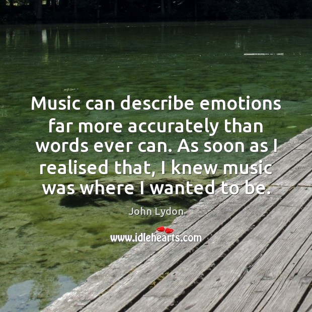 Music can describe emotions far more accurately than words ever can. As John Lydon Picture Quote