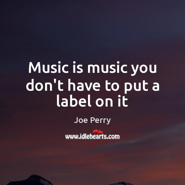 Music is music you don’t have to put a label on it Joe Perry Picture Quote